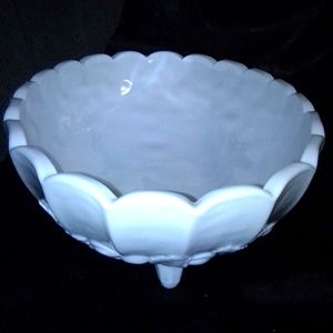 Vintage Milk Glass Large Oval Footed Fruit Bowl from Indiana Glass Co.